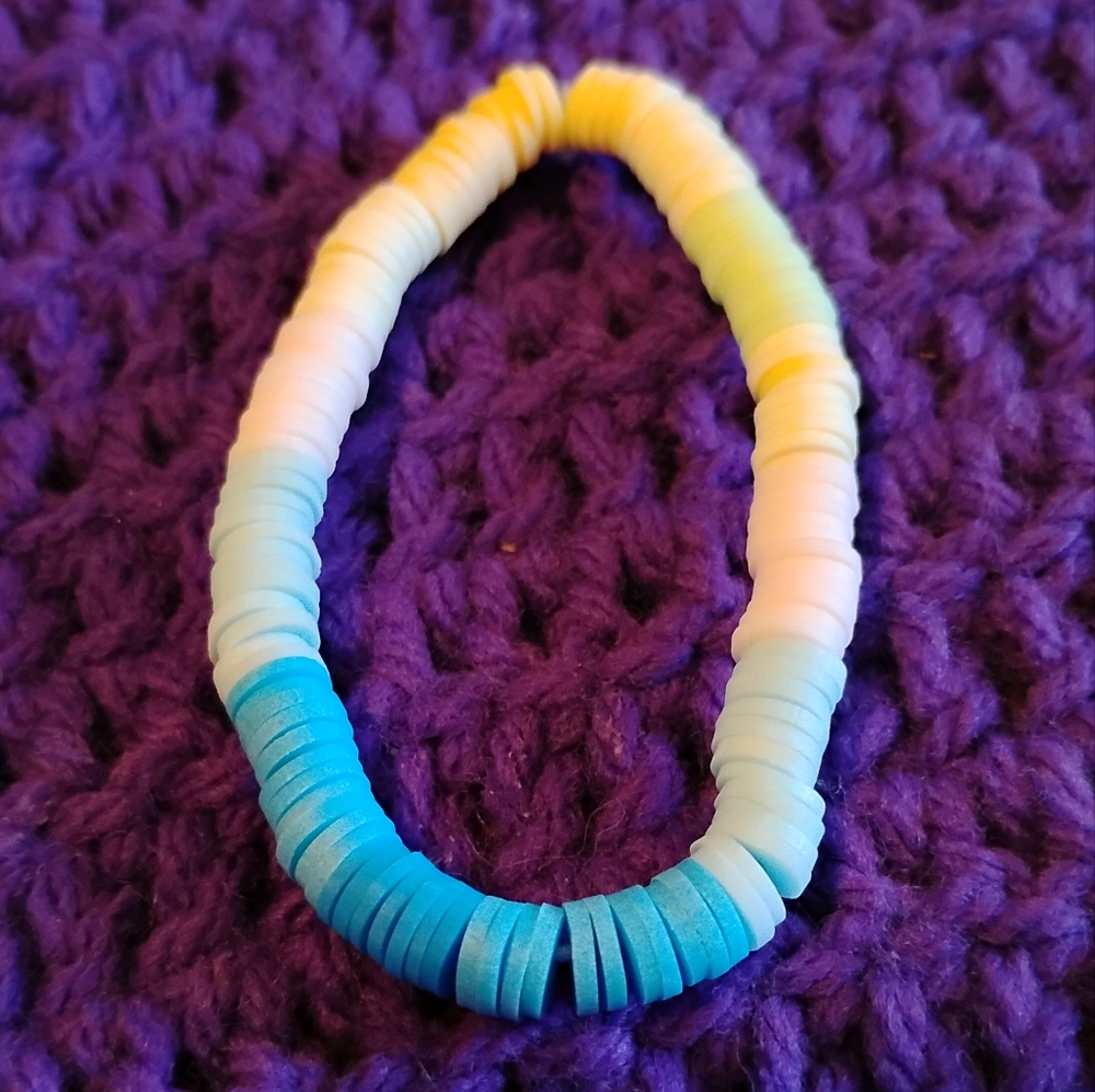 Colorful Blue To Yellow Ombre Clay Beaded Bracelet